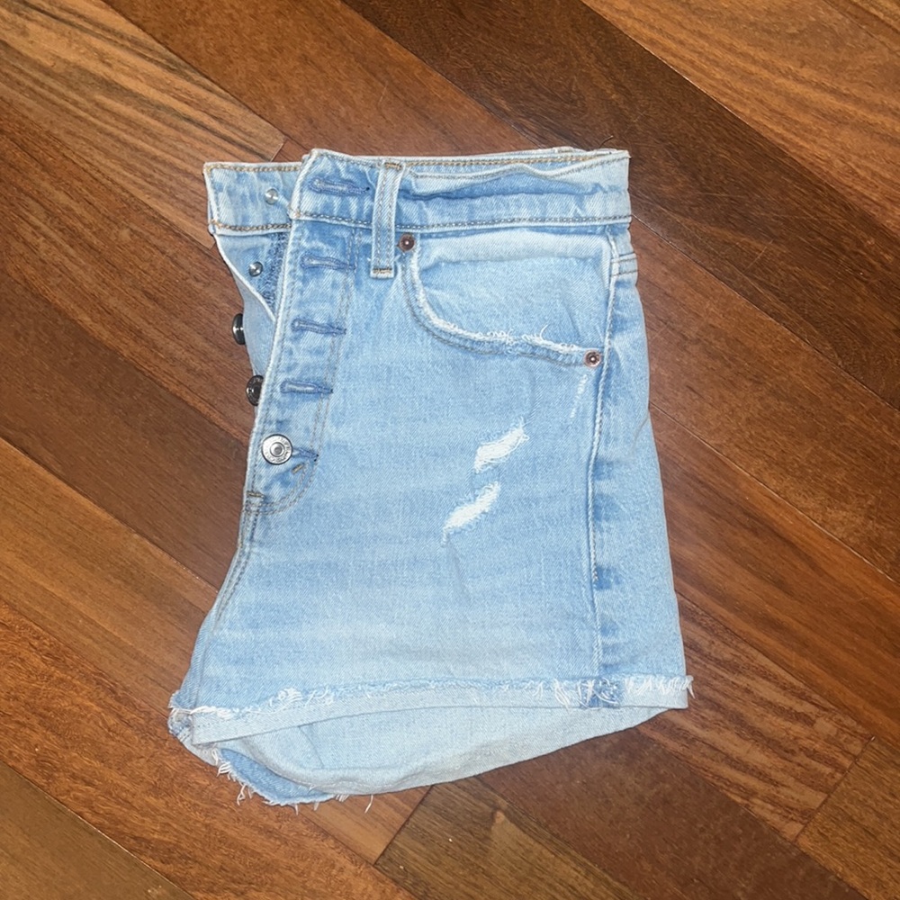 Abercrombie high rise ripped jean shorts